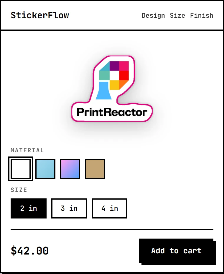 StickerFlow builder in the Brutalist vibe