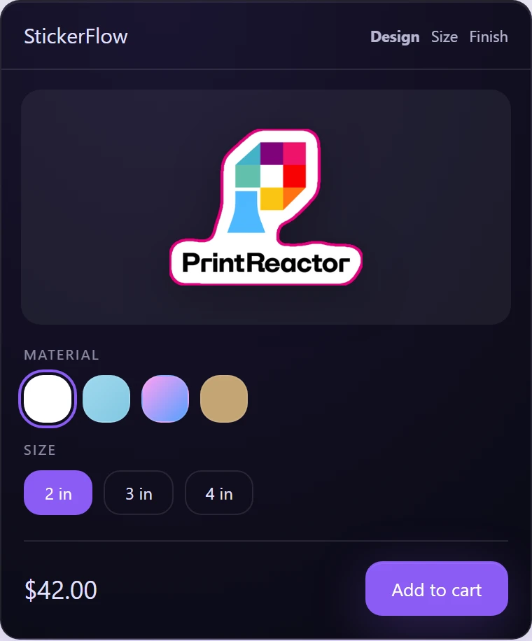 StickerFlow builder in the Glass vibe