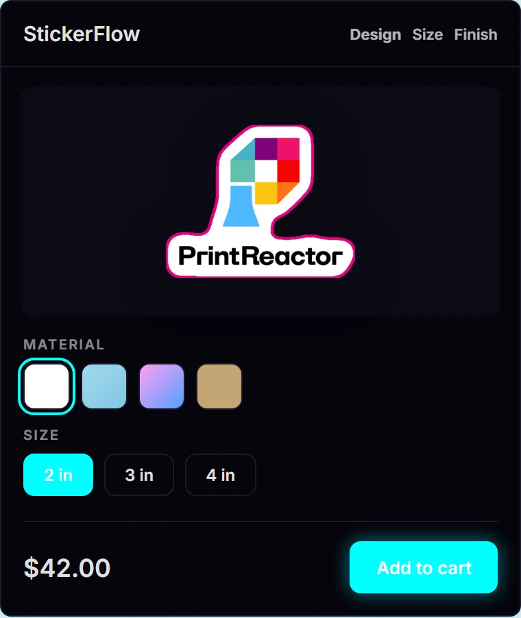StickerFlow builder in the Neon vibe
