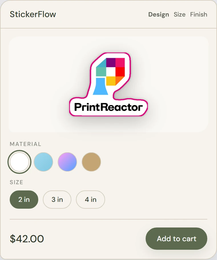StickerFlow builder in the Organic vibe